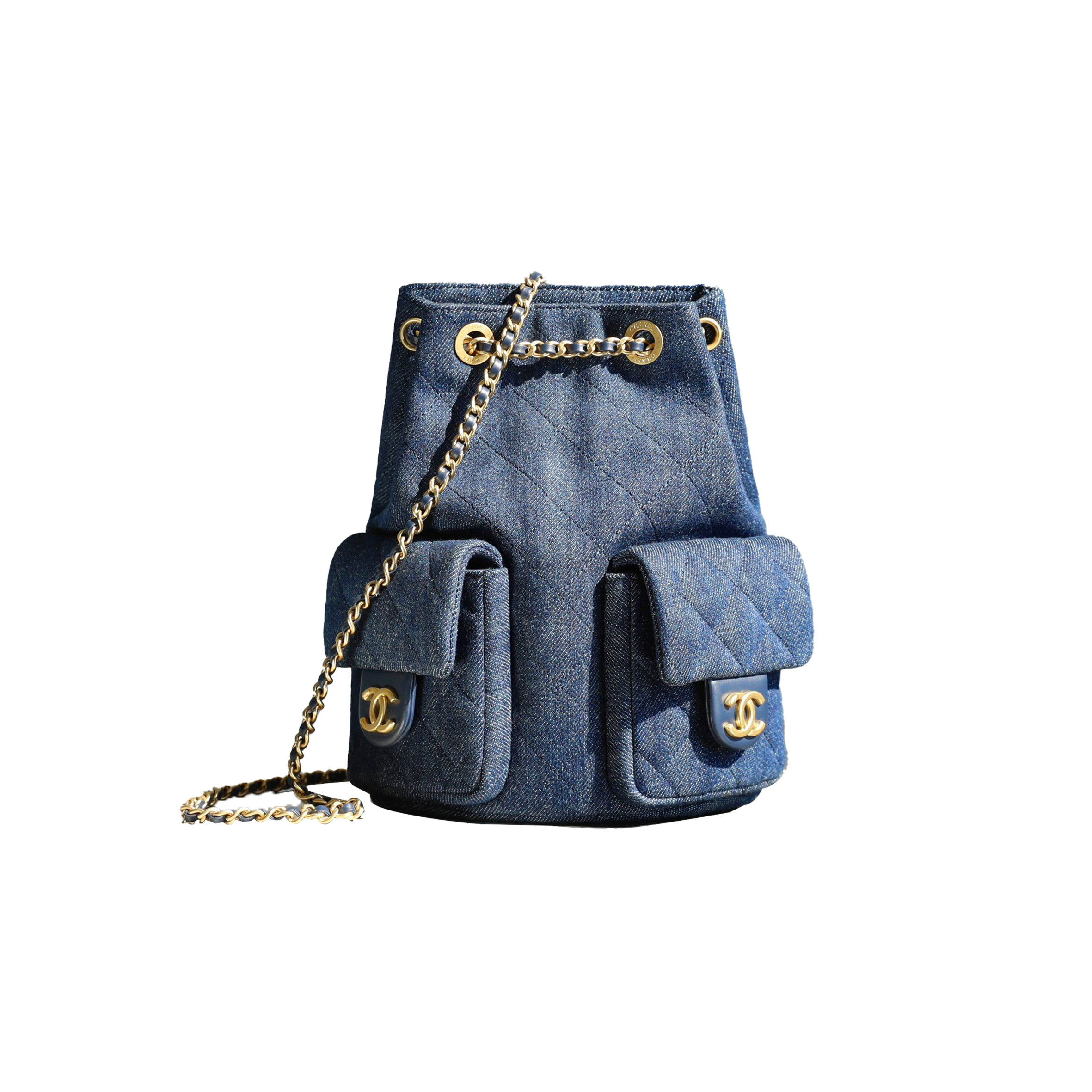 CHANEL MASTER 25C DRAWSTRING BACKPACK DARK DENIM AS5310 (24.3*18*7.8cm)